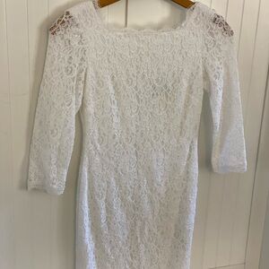 White Lace Midi Dress Bachelorette Engagement Photos Women’s 2